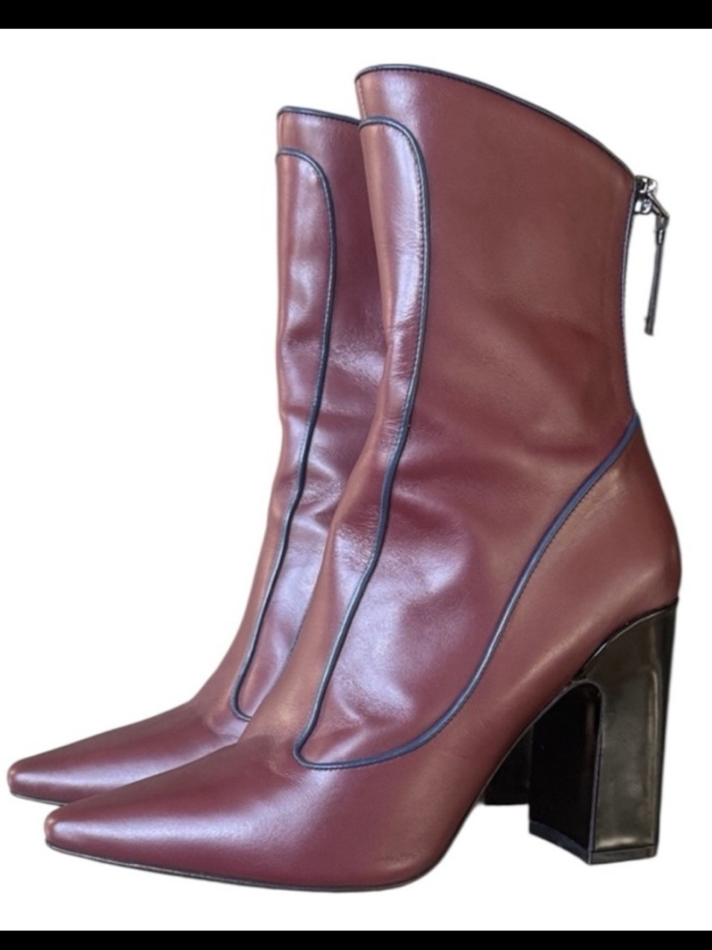 FABRIZIO VITI CAPALBIO BURGUNDY, LEATHER BOOTIES, PERFECT COND SIZE 7 1/2 ITALY